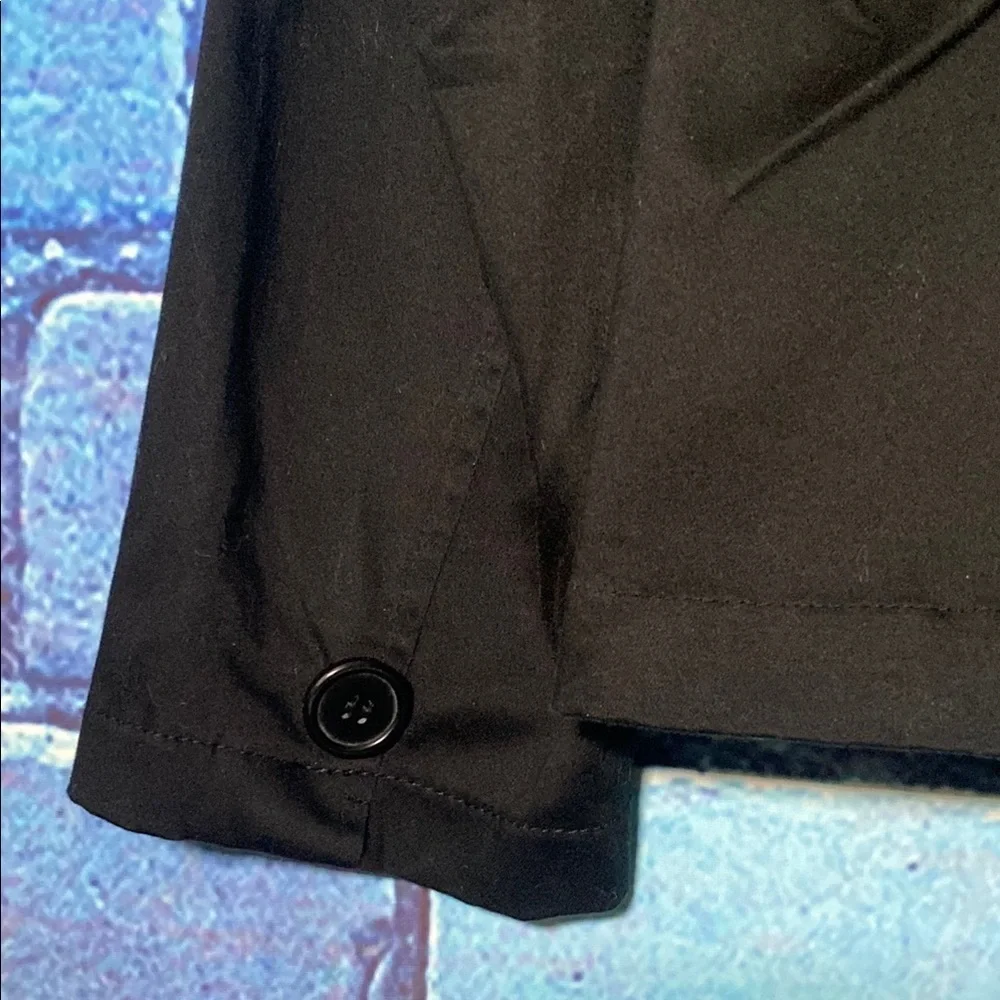 Women's Black Double-Breasted Jacket Coat Large Button Down